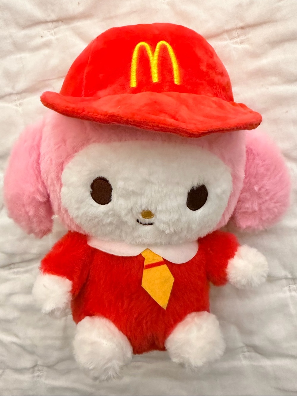 My Melody McDonald’s Worker 9” Plush Sanrio Pink Uniform Tie Stuffed Toy Rare